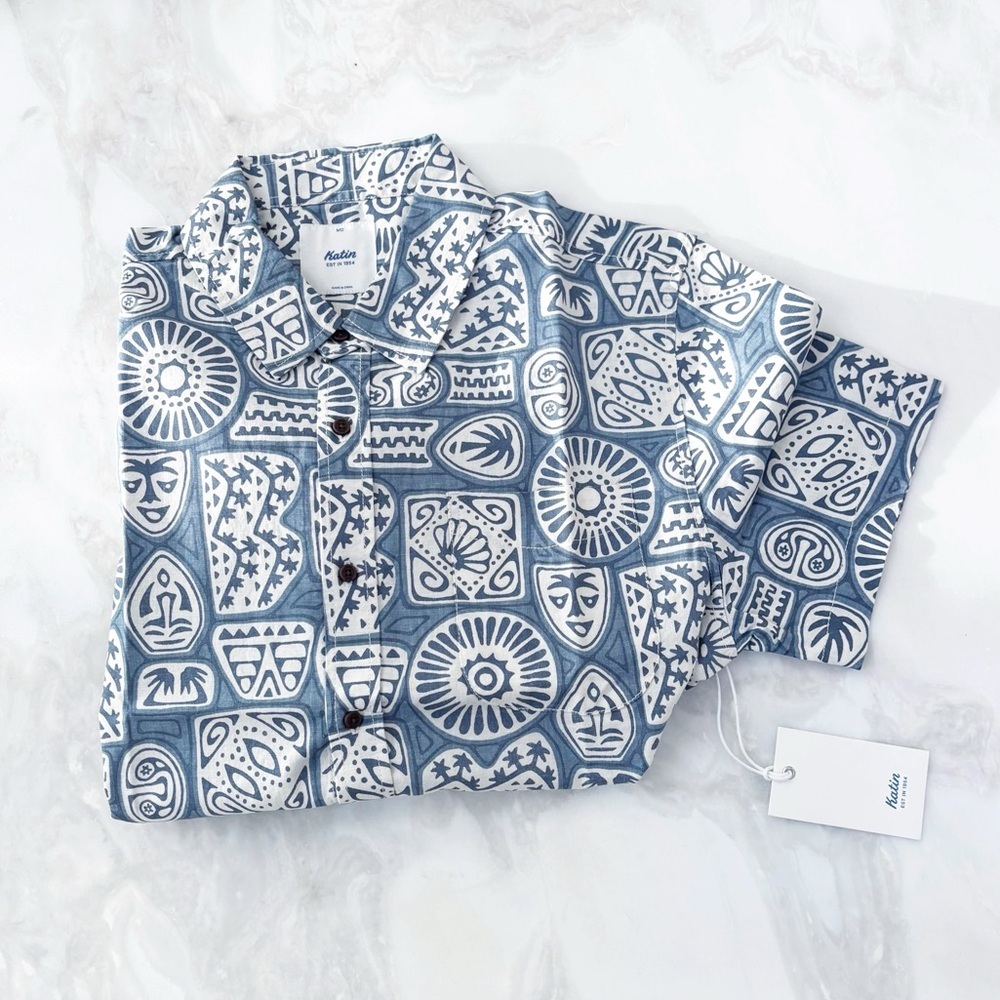 Katin Castaway Linen Blend Button Down Short Sleeve Shirt Men’s Size Medium